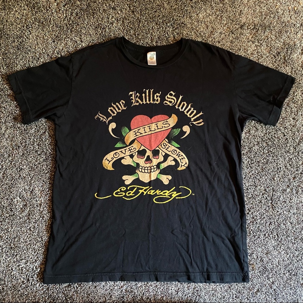 Ed Hardy Graphic Tee Love Kills Slowly